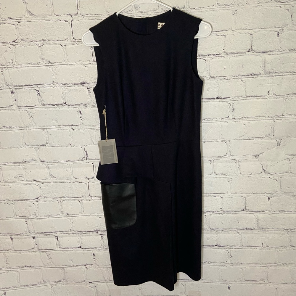 Kami Navy Blue Dress with Black Pockets and Zipper